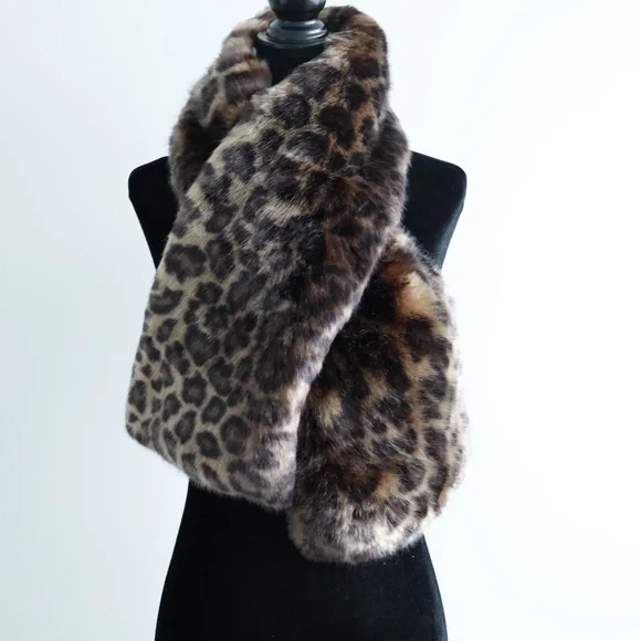 Faux Fur Animal Print Scarf Wrap - Picture 1 of 4